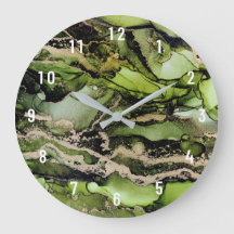 Abstrato Verde Arte Dourada Grande