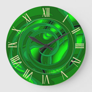 Relógio Grande Abstrato Verde Moderno de Luxo Rosa Floral