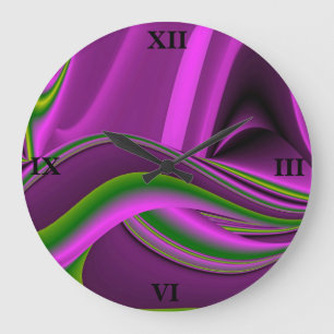 Relógio Grande abstrato verde roxo Arco-Íris
