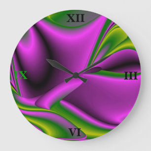 Relógio Grande abstrato verde roxo Arco-Íris