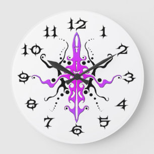 Relógio Grande Abstrato Violet Mask Tribal Tattoo Design