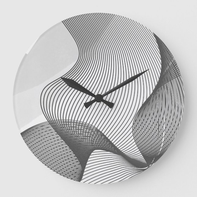 Relógio Grande Abstrato Wall Clock da cinza (Frente)