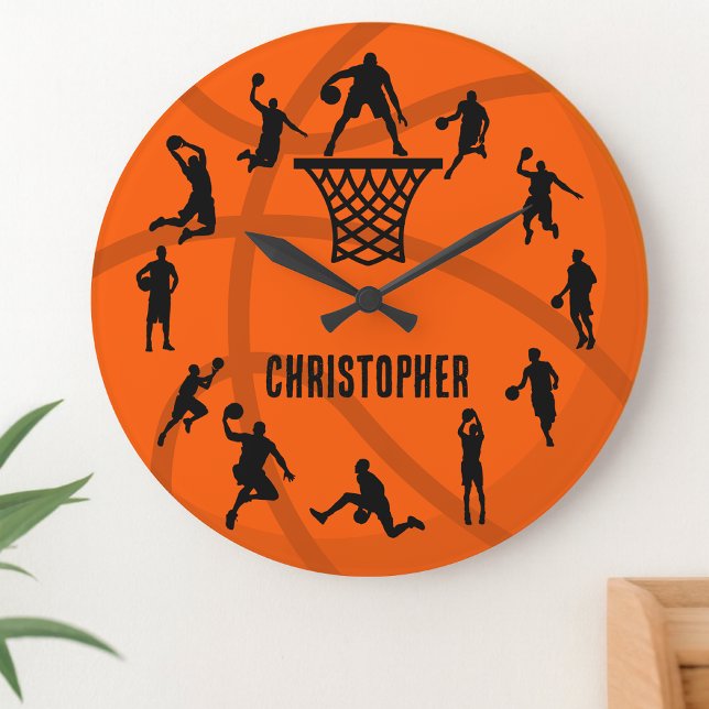 Relógio Grande Ação Personalizada de Basquete (Criador carregado)