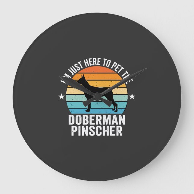 Relógio Grande Acaricie o Doberman Pinscher Retro (Frente)