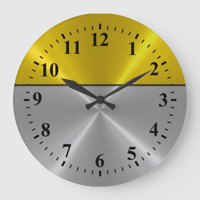 Relógio Grande Aço inoxidável prateado - aparência Deco 6 (Frente)