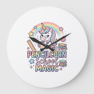 Relógio Grande Adesivo Mágico Adorável Escola Unicórnio Pencilcor