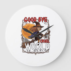 Relógio Grande Adeus Mundo Cruel Bruxa Halloween Lua Cheia Teia d