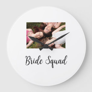 Relógio Grande Adicione o seu nome de foto: bridesmaid squad brid
