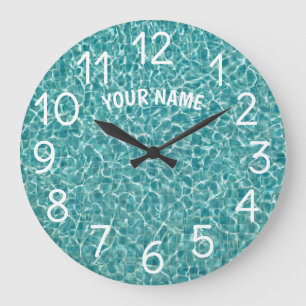 Relógio Grande Adicione seu nome e foto Nadando Piscina Água Lar