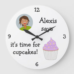 Relógio Grande Adicione sua foto: 'Hora para cupcakes