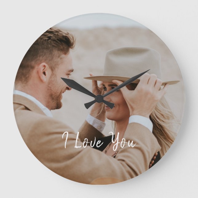 Relógio Grande Adicione sua própria foto personalizada (Frente)