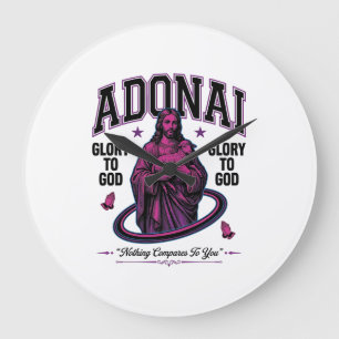 Relógio Grande Adonai Glória a Deus Desenho Vetorial Cristão Vint