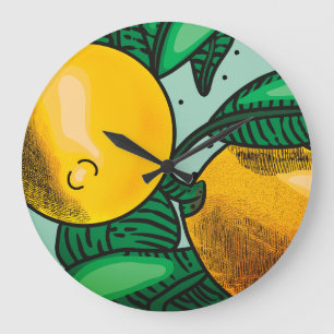 Relógio Grande Adoráveis Lemons Oven Mitt e Potes