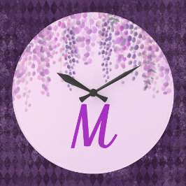 Relógio Grande Adorável Cor De Água Púrpura Leve, Olhar Wisteria