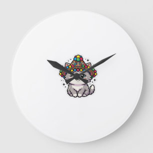 Relógio Grande Adorável Gatinho Marroquino Amazigh Kawaii Chapéu
