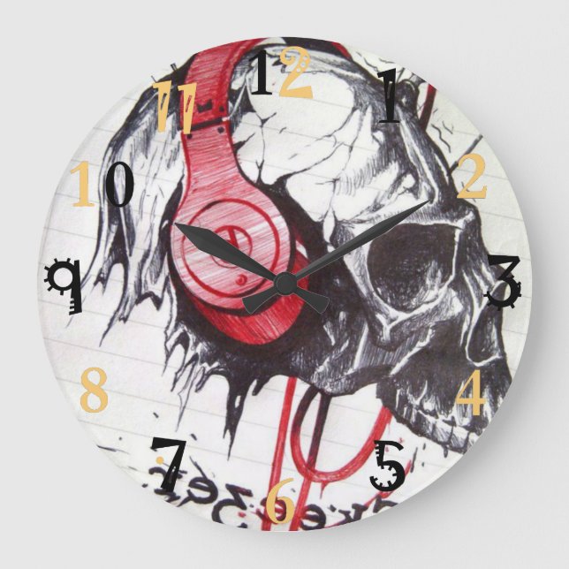 Relógio Grande Adorável Halloween Skeezer Tenha um belo dia (Frente)