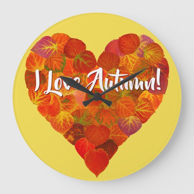 Relógio Grande Adoro o outono! (Frente)