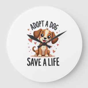 Relógio Grande Adote Um Cachorro Salve Uma Vida Vintage Fofinho R