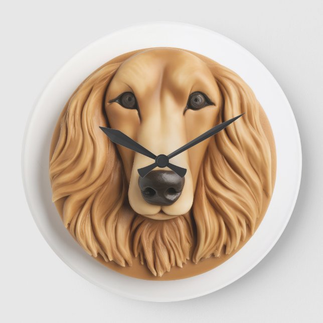 Relógio Grande Afghan Hound Inspirado em 3D (Frente)