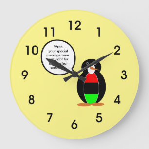 Relógio Grande African American Flag Talking Ms. Penguin