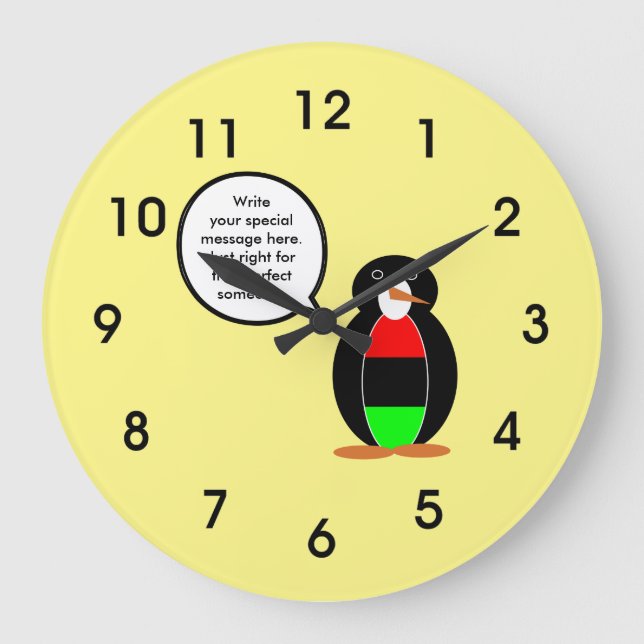 Relógio Grande African American Flag Talking Ms. Penguin (Frente)