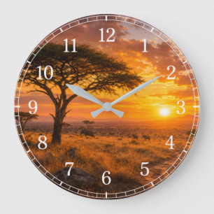 Relógio Grande African Savanna Wall Clock — Wildlife Design