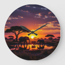 Relógio Grande African Sunset Majesty Wall Clock