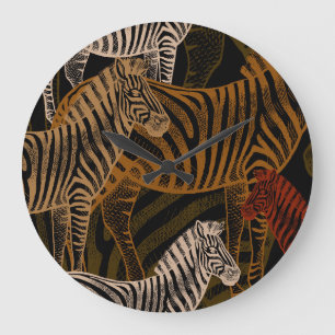 Relógio Grande Afro Safari: Design Zebra Vintage