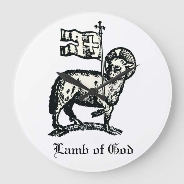 Relógio Grande Agnus Dei O Cordeiro Pascal de Deus Arte Fina (Frente)