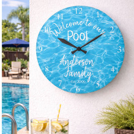 Relógio Grande Água Azul Personalizada da Piscina Bem-vindo à nos