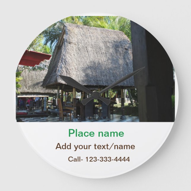 Relógio Grande água oceano praia foto adicionar nome texto local  (Frente)