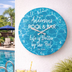 Relógio Grande Água Personalizada da Piscina Azul Bem-vindo à nos