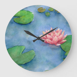 Relógio Grande Aguarela Flôr de Lotús