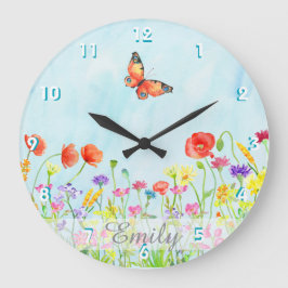 Relógio Grande aguarelas da flor do primavera dos wildflowers