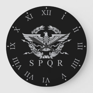 Relógio Grande Águia Romana SPQR com Louro e Números Romanos