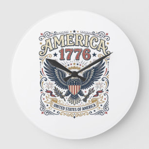 Relógio Grande Águia Vintage América 1776 Patriótica