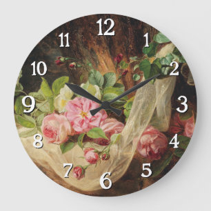 Relógio Grande "Ainda viva com Rosas no chão da floresta" - Lach