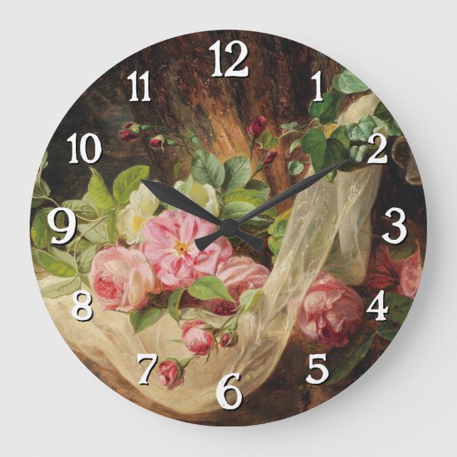 Relógio Grande "Ainda viva com Rosas no chão da floresta" - Lach  (Frente)