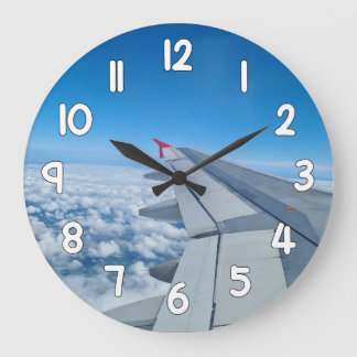 Relógio Grande Airplane Wing Wall Clock – Blue Sky Travel Aviatio