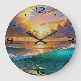 Relógio Grande Alameda Residencial Surpreendente Ondas Sunset Oce