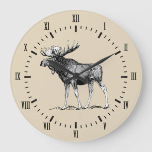 Relógio Grande Alces & Taupe rústicos do país