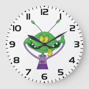 Relógio Grande Alienígena Verde Engraçado Fazendo Careta Boba