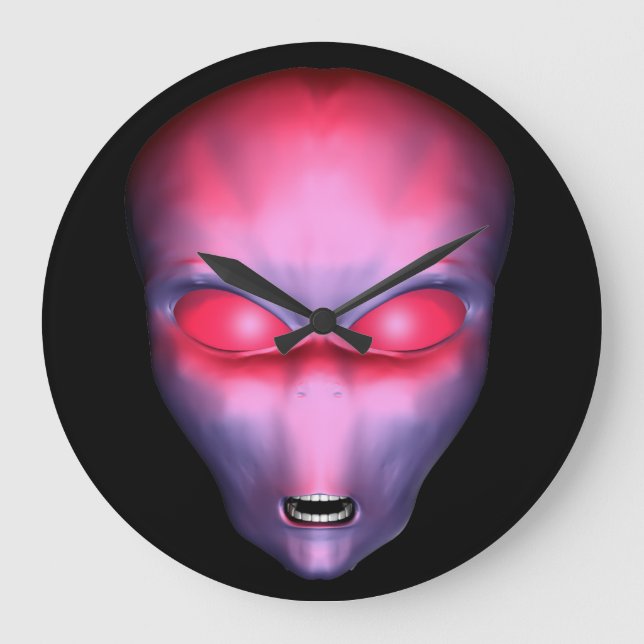 Relógio Grande Alienígena Vermelha Face (Frente)