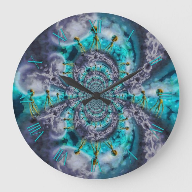 Relógio Grande Aliens no céu (Frente)