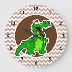 Relógio Grande Alligator; Brown Chevron