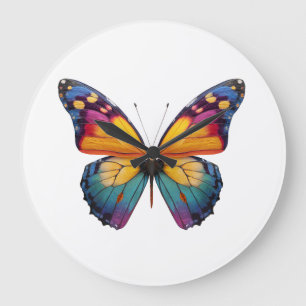 Relógio Grande Almofada com um desenho de uma Borboleta colorida.