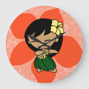 Relógio Grande Aloha Honys Hawaiian Hibiscus Vintage Hula Girl