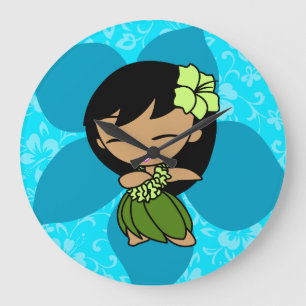 Relógio Grande Aloha Honys Hawaiian Hibiscus Vintage Hula Girl