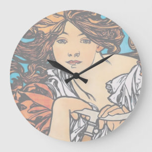 Relógio Grande Alphonse Mucha - Cycles Perfecta Arte Novo Retrô