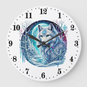 Relógio Grande amantes de os animais de lobo legal inverno